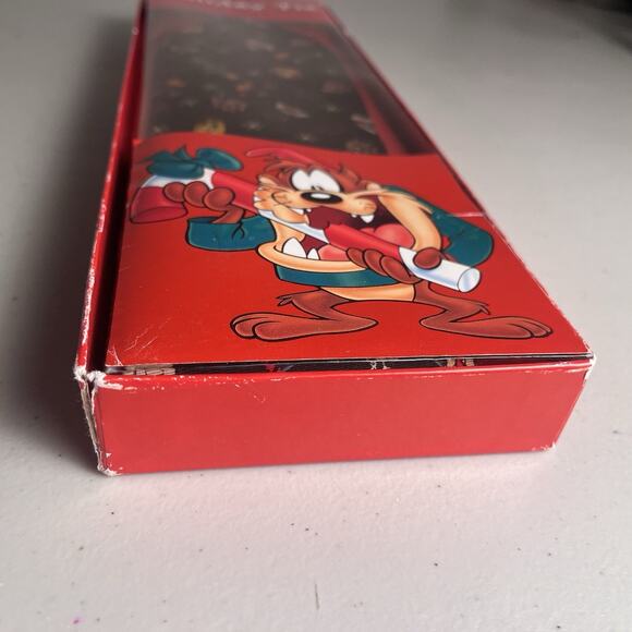 Vintage Looney Tunes Taz Christmas Tie Holiday Necktie Warner Bros Deadstock 90s - Picture 6 of 16